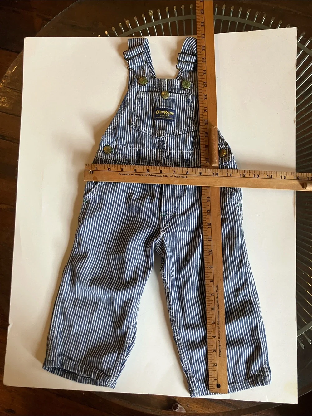 Vintage OshKosh hickory stripe overalls size 3T USA Union made